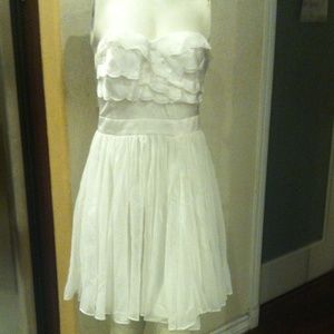 En Creme strapless chiffon dress